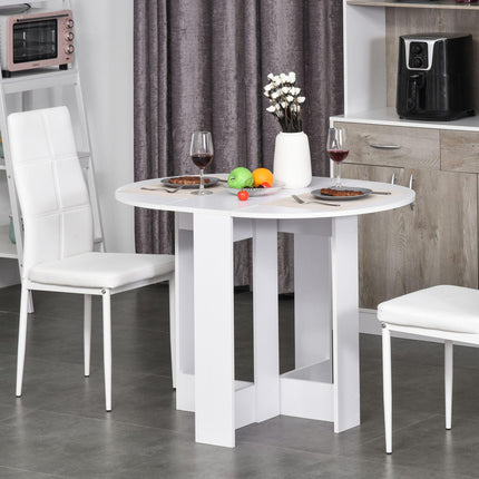 Space-Saving Folding Drop Leaf Dining Table for Small Spaces - White