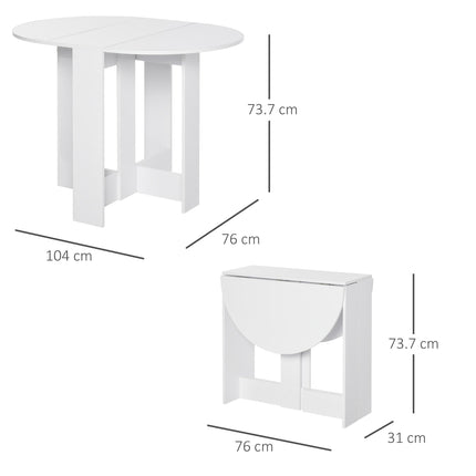 Space-Saving Folding Drop Leaf Dining Table for Small Spaces - White
