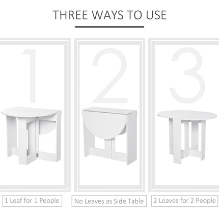 Space-Saving Folding Drop Leaf Dining Table for Small Spaces - White