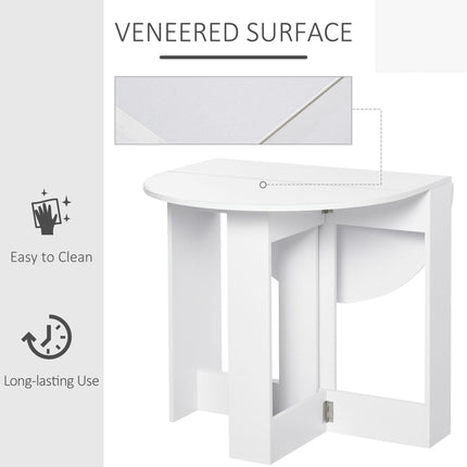Space-Saving Folding Drop Leaf Dining Table for Small Spaces - White