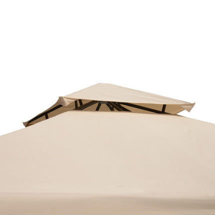 3x3m Garden Gazebo Tent with Netting and 2-Tier Roof Steel Frame - Sand