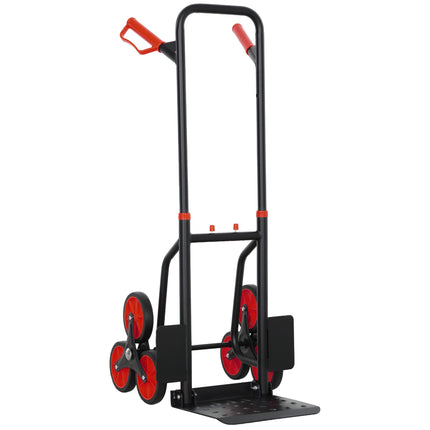 Steel Climbing Handling Trolley 6-Wheel Load Cart 150kg - Black & Red