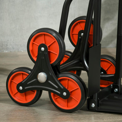 Steel Climbing Handling Trolley 6-Wheel Load Cart 150kg - Black & Red