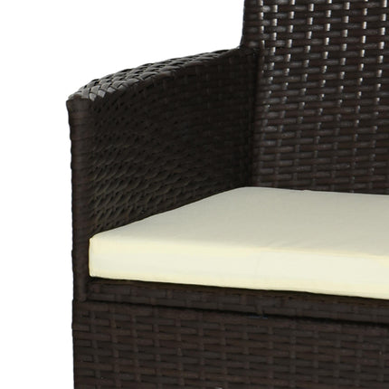 2 Seater Outdoor Rattan Dining Chairs with Cushions - Deep Coffee