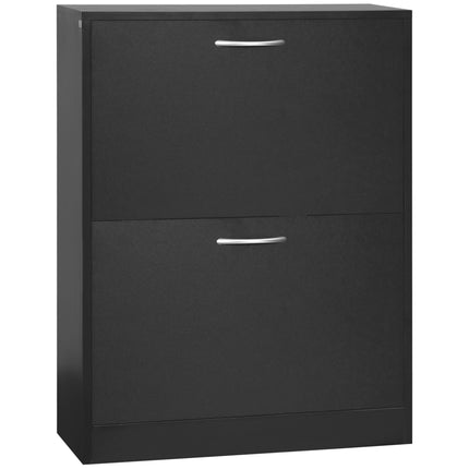 2-Tier Shoe Cabinet Storage Cupboard with Drawer and Adjustable Shelf Large Capacity - Black
