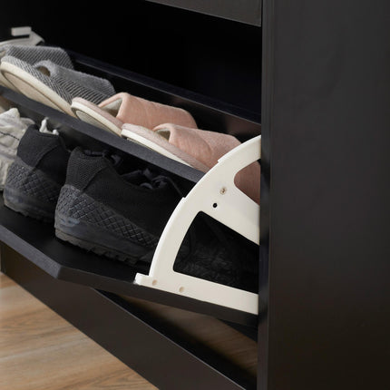 2-Tier Shoe Cabinet Storage Cupboard with Drawer and Adjustable Shelf Large Capacity - Black