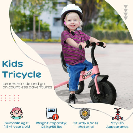 Ride On 3-Wheel Pedal Tricycle for Toddlers Over 18 Months - Pink