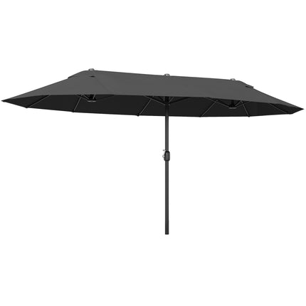4.6m Double-Sided Patio Parasol Sun Umbrella with Crank Lift - Black