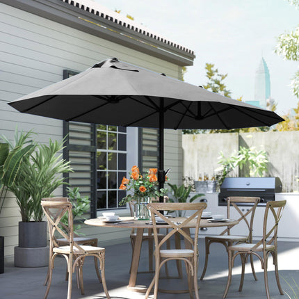 4.6m Double-Sided Patio Parasol Sun Umbrella with Crank Lift - Black