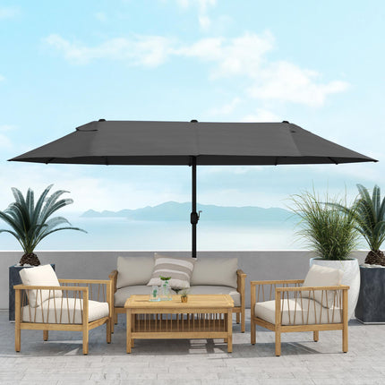 4.6m Double-Sided Patio Parasol Sun Umbrella with Crank Lift - Black