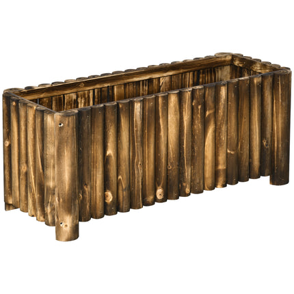 Raised Wooden Rectangular Flower Bed Planter Box 4 Feet - Natural Wood