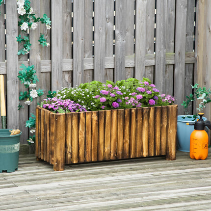 Raised Wooden Rectangular Flower Bed Planter Box 4 Feet - Natural Wood