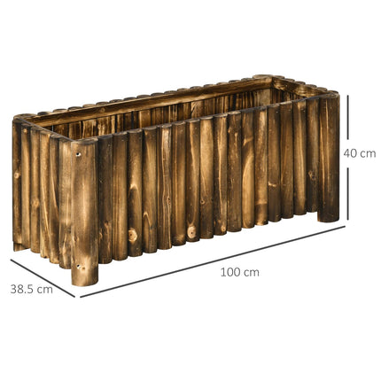 Raised Wooden Rectangular Flower Bed Planter Box 4 Feet - Natural Wood