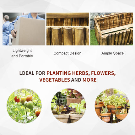 Raised Wooden Rectangular Flower Bed Planter Box 4 Feet - Natural Wood