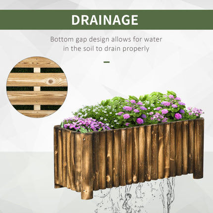 Raised Wooden Rectangular Flower Bed Planter Box 4 Feet - Natural Wood