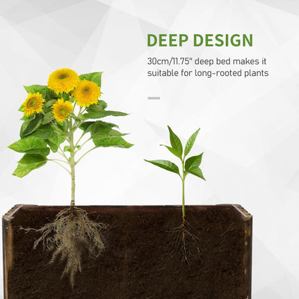 Raised Wooden Rectangular Flower Bed Planter Box 4 Feet - Natural Wood