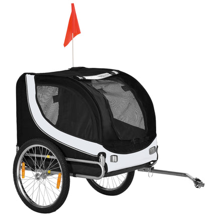 Dog Bike Trailer Steel Pet Cart Carrier for Medium Dogs - White & Black