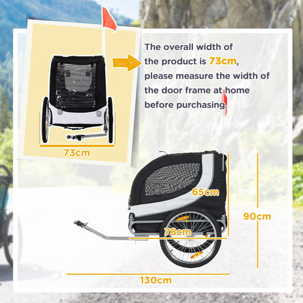 Dog Bike Trailer Steel Pet Cart Carrier for Medium Dogs - White & Black