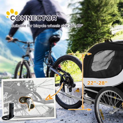 Dog Bike Trailer Steel Pet Cart Carrier for Medium Dogs - White & Black