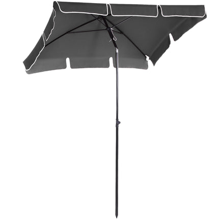 Rectangular Aluminium Patio Sun Umbrella Parasol 2M x 1.25M - Grey