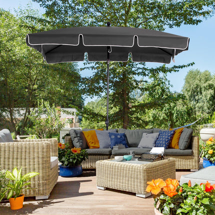 Rectangular Aluminium Patio Sun Umbrella Parasol 2M x 1.25M - Grey