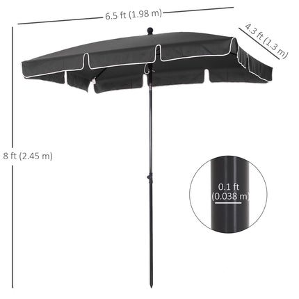 Rectangular Aluminium Patio Sun Umbrella Parasol 2M x 1.25M - Grey