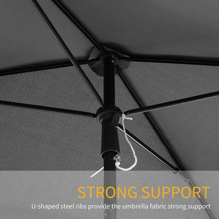 Rectangular Aluminium Patio Sun Umbrella Parasol 2M x 1.25M - Grey