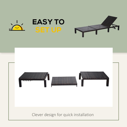 Outdoor Rattan Reclining Sun Lounger with Fire Resistant Sponge - Cream White