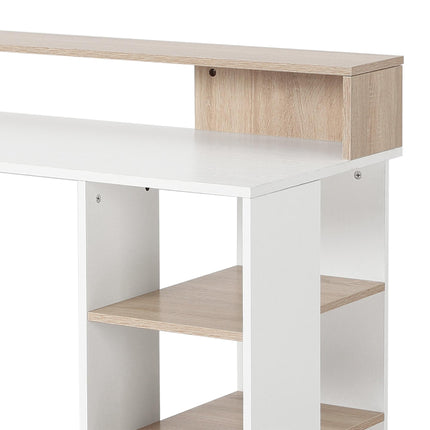 Computer Desk PC Table with Storage Drawers, Printer Shelf & Shelves - Oak and White
