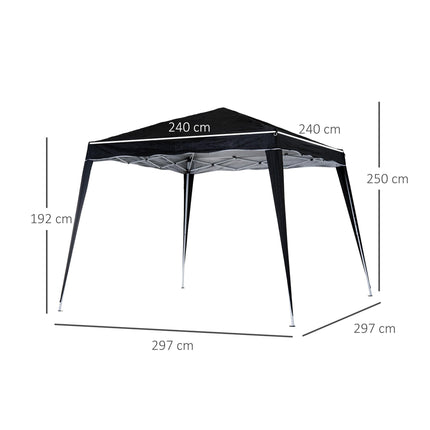Pop-Up Tent 3x3x2.4 m with Steel Frame and UV Protection - Black