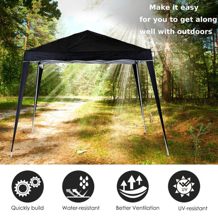 Pop-Up Tent 3x3x2.4 m with Steel Frame and UV Protection - Black
