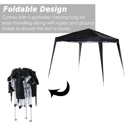 Pop-Up Tent 3x3x2.4 m with Steel Frame and UV Protection - Black