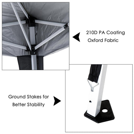 Pop-Up Tent 3x3x2.4 m with Steel Frame and UV Protection - Black