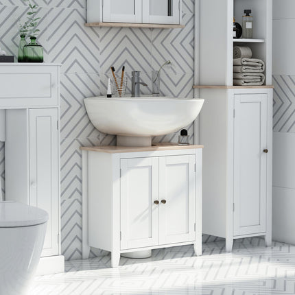 Space Saving Bathroom Sink Cabinet with Adjustable Shelf 60x30x60cm - White
