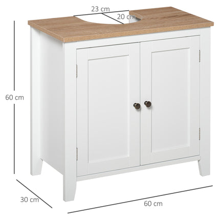 Space Saving Bathroom Sink Cabinet with Adjustable Shelf 60x30x60cm - White