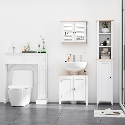 Space Saving Bathroom Sink Cabinet with Adjustable Shelf 60x30x60cm - White