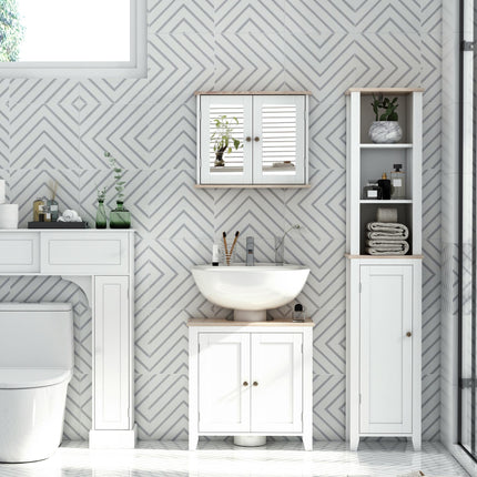 Space Saving Bathroom Sink Cabinet with Adjustable Shelf 60x30x60cm - White