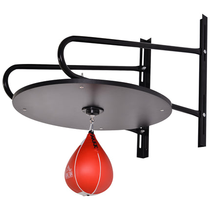 Pear Fast Boxing Set with Adjustable Wall-Mounted Platform, Pump & Accessories Included - Black and Red