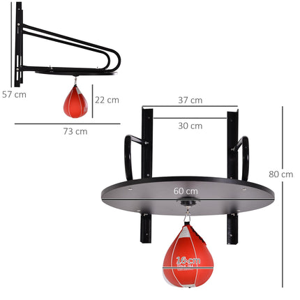 Pear Fast Boxing Set with Adjustable Wall-Mounted Platform, Pump & Accessories Included - Black and Red
