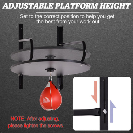 Pear Fast Boxing Set with Adjustable Wall-Mounted Platform, Pump & Accessories Included - Black and Red