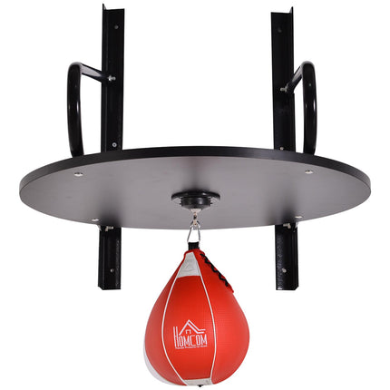 Pear Fast Boxing Set with Adjustable Wall-Mounted Platform, Pump & Accessories Included - Black and Red
