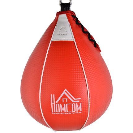 Pear Fast Boxing Set with Adjustable Wall-Mounted Platform, Pump & Accessories Included - Black and Red