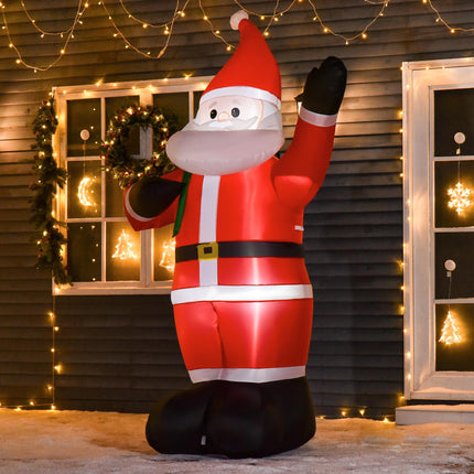 2.4m Inflatable Christmas Santa Yard Decoration with LED Lights - Red