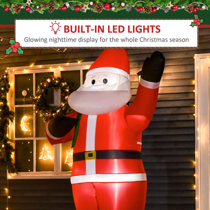 2.4m Inflatable Christmas Santa Yard Decoration with LED Lights - Red