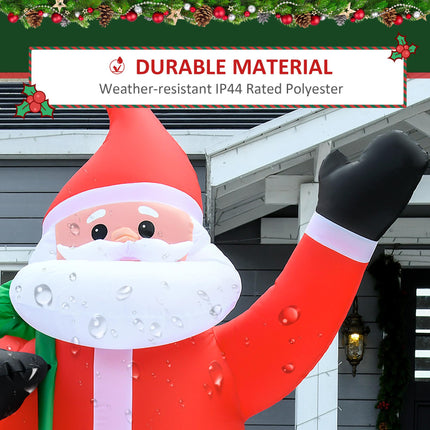 2.4m Inflatable Christmas Santa Yard Decoration with LED Lights - Red