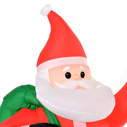 2.4m Inflatable Christmas Santa Yard Decoration with LED Lights - Red