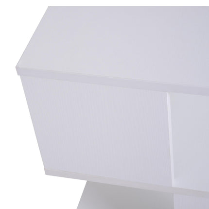 Modern Square 2 Tier Wood Coffee Side Table with Storage Shelf - White