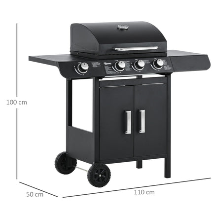 3 Burner Gas BBQ Grill with Side Burner and Warming Rack - Silver