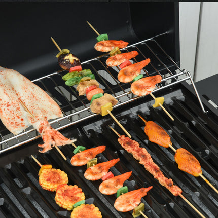 3 Burner Gas BBQ Grill with Side Burner and Warming Rack - Silver
