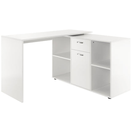 L-Shaped Computer Desk with Storage Compartments, Drawer and Cabinet, Laptop PC